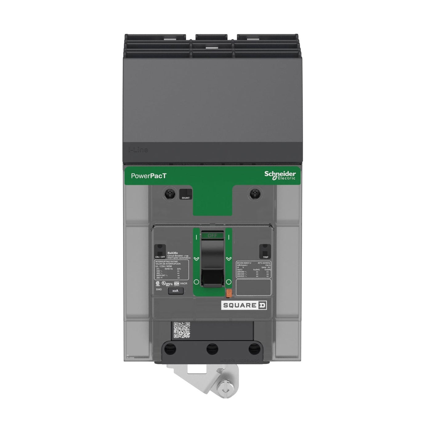 Schneider Electric BJA36080 Circuit Breaker | 600V 80A 3P 65kA@480V I-Line Style Plug-In Powerpact