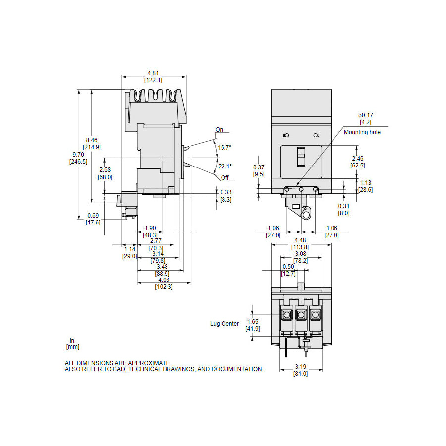 Schneider Electric BJA36080 Circuit Breaker | 600V 80A 3P 65kA@480V I-Line Style Plug-In Powerpact