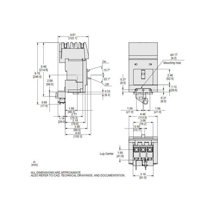 Schneider Electric BJA36080 Circuit Breaker | 600V 80A 3P 65kA@480V I-Line Style Plug-In Powerpact