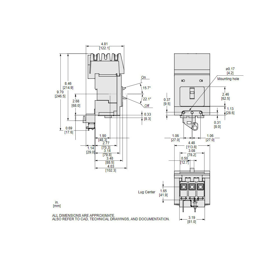 Schneider Electric BJA36090 Circuit Breaker | 600V 90A 3P 65kA@480V I-Line Style Plug-In Powerpact