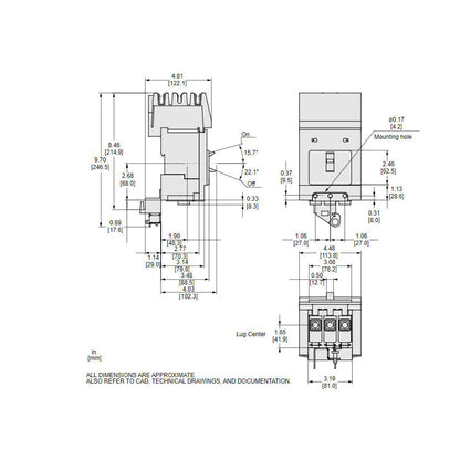 Square D BJA36110 Circuit Breaker | 600V 110A 3P 65kA@480V I-Line Style Plug-In Powerpact