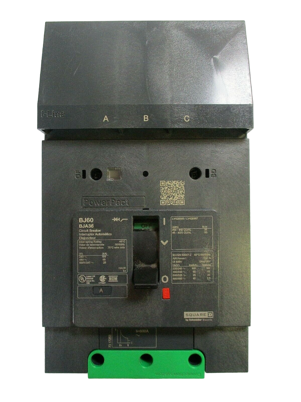 BJA36100 - Square D/ Schneider Electric I-Line Style Plug-In 100 Amp 3 Pole Circuit Breaker - Essential Electric Supply