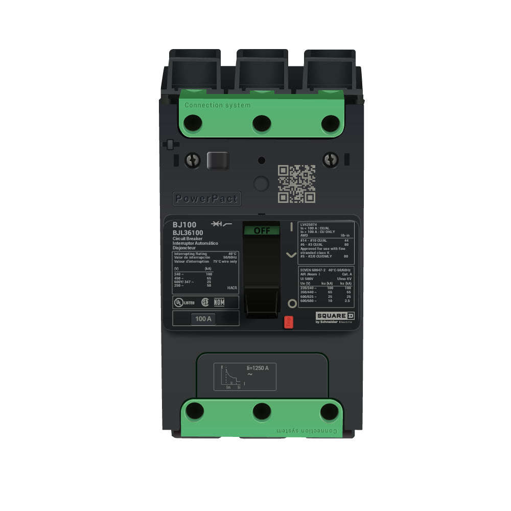Square D BJL36100 Circuit Breaker | Powerpact BJL 600V 100A