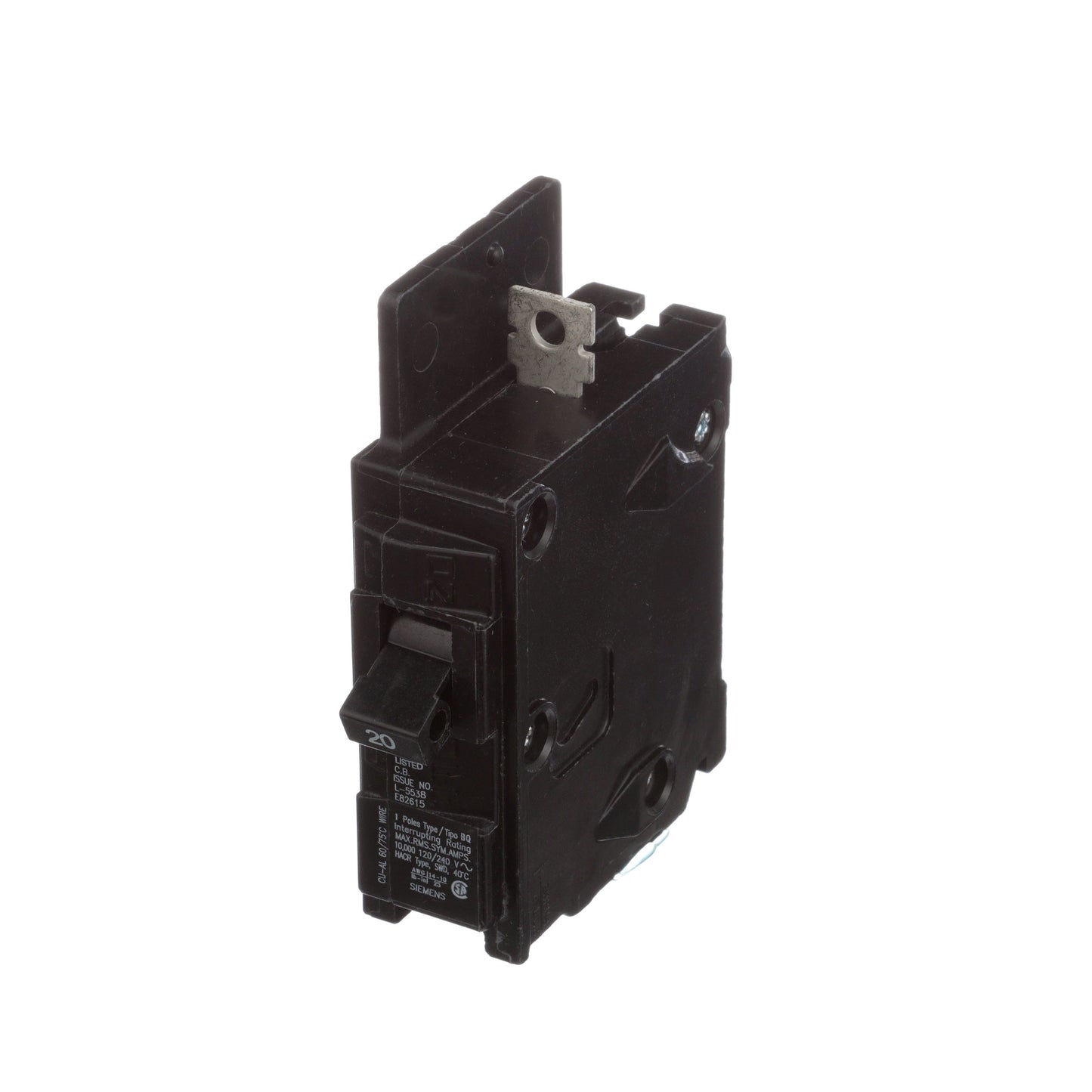 Siemens BQ1B020 Circuit Breaker | 120VAC 20A 1P 10kA@120V Bolt-on BQ Series