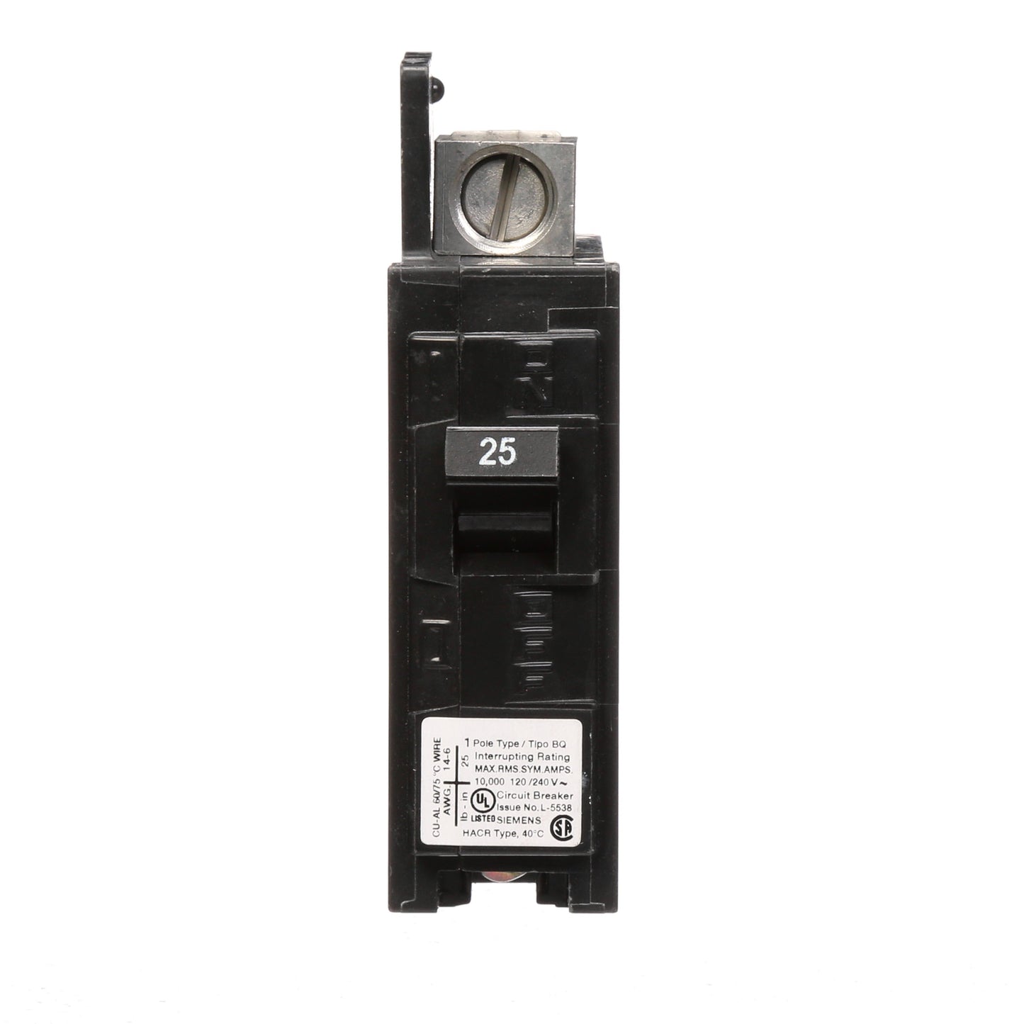 Siemens BQ1B025 Circuit Breaker | 120V 25A 1 Pole 10kA@120V Bolt-on BQ Series