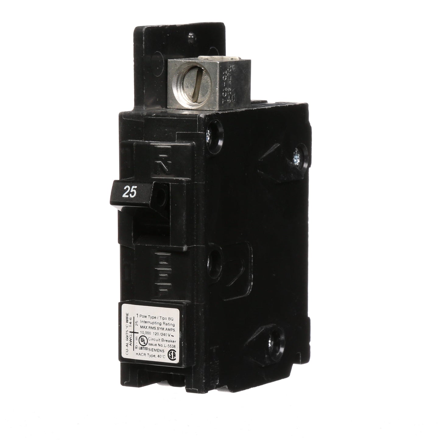 Siemens BQ1B025 Circuit Breaker | 120V 25A 1 Pole 10kA@120V Bolt-on BQ Series