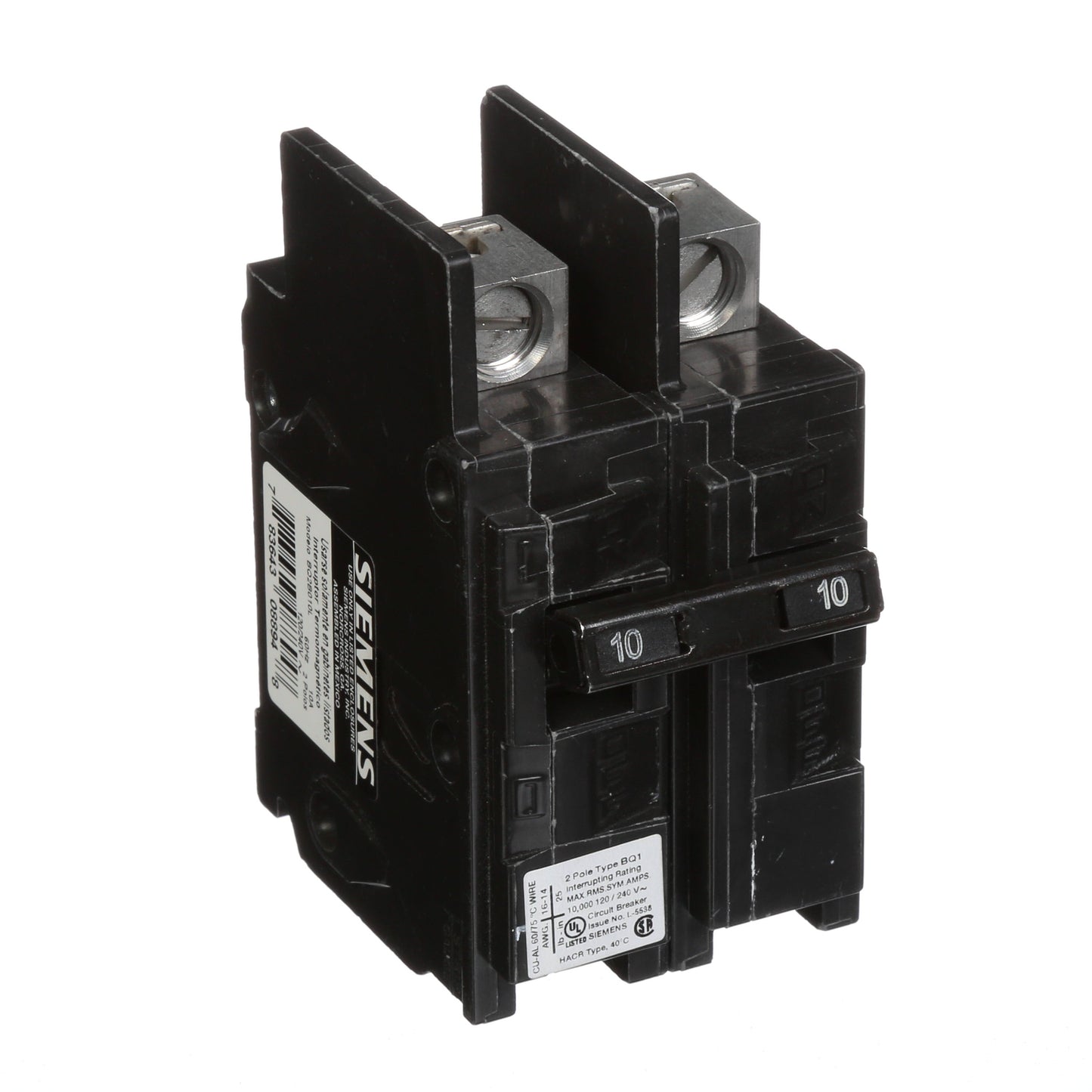 Siemens BQ2B010L Circuit Breaker | 240V 10A 2P 10kA@240V Bolt-On BQ Series