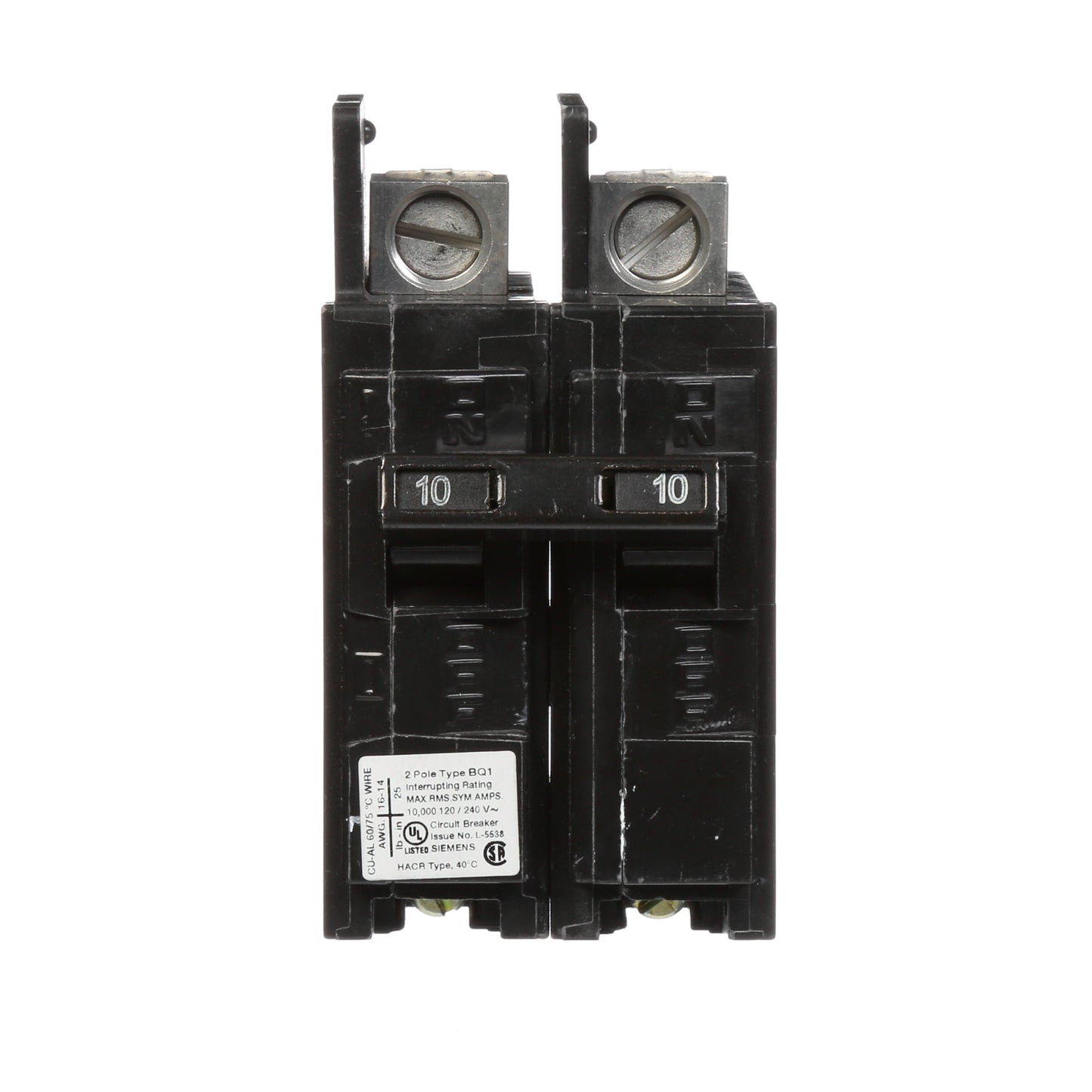 Siemens BQ2B010L Circuit Breaker | 240V 10A 2P 10kA@240V Bolt-On BQ Series