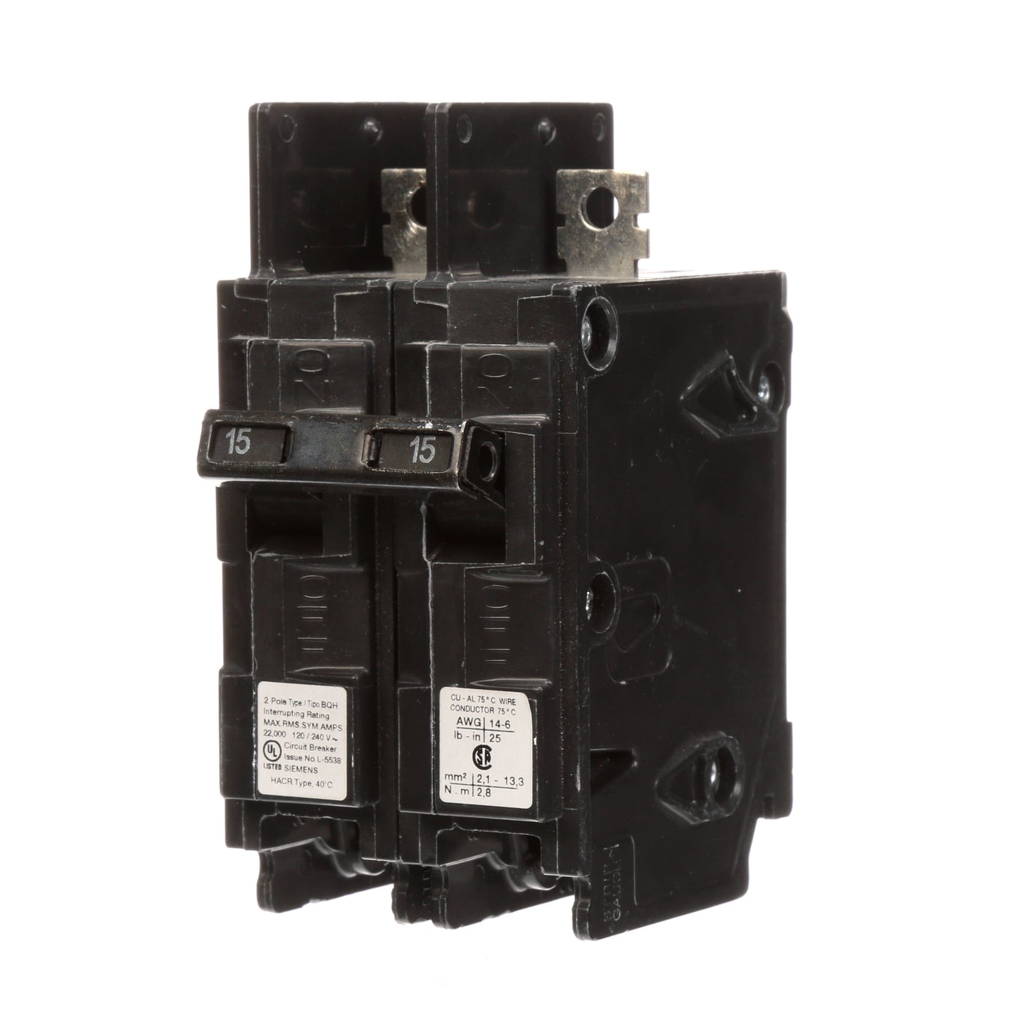Siemens BQ2B015H Circuit Breaker | 240V 15A 2P 22kA@240V Bolt-On BQ Series