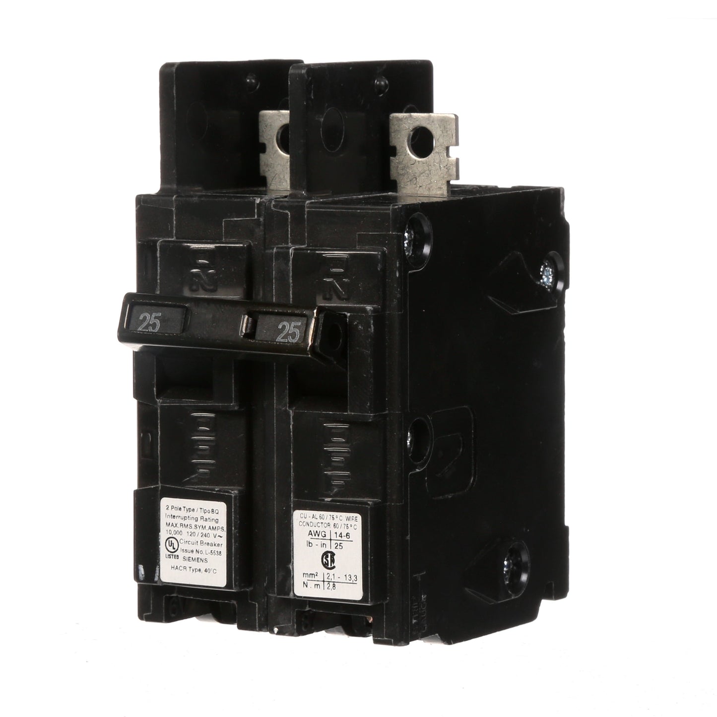 Siemens BQ2B025 Circuit Breaker | 120/240V 25A 2P 10kA@240V Bolt-on BQ Series