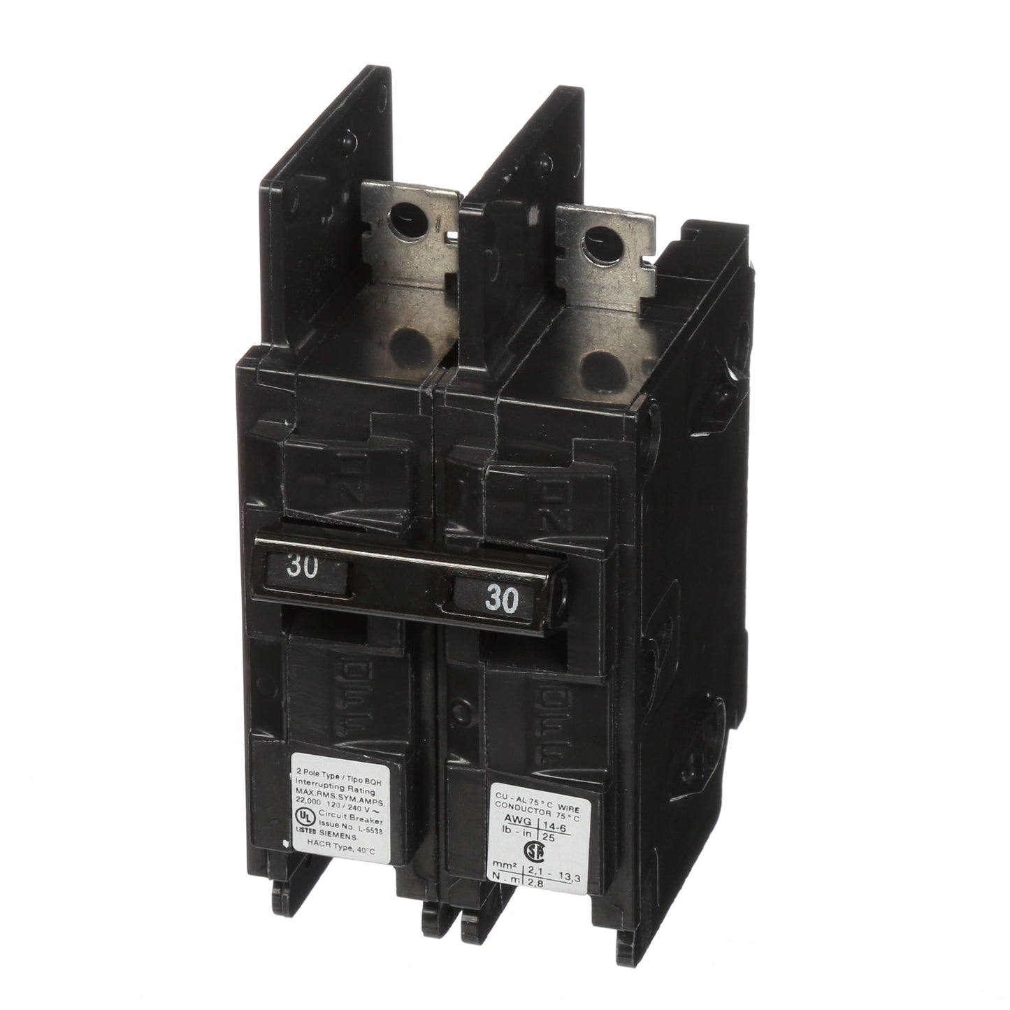 Siemens BQ2B030H Circuit Breaker | 120/240V 30A 2P 22kA@240V Bolt-on BQ Series