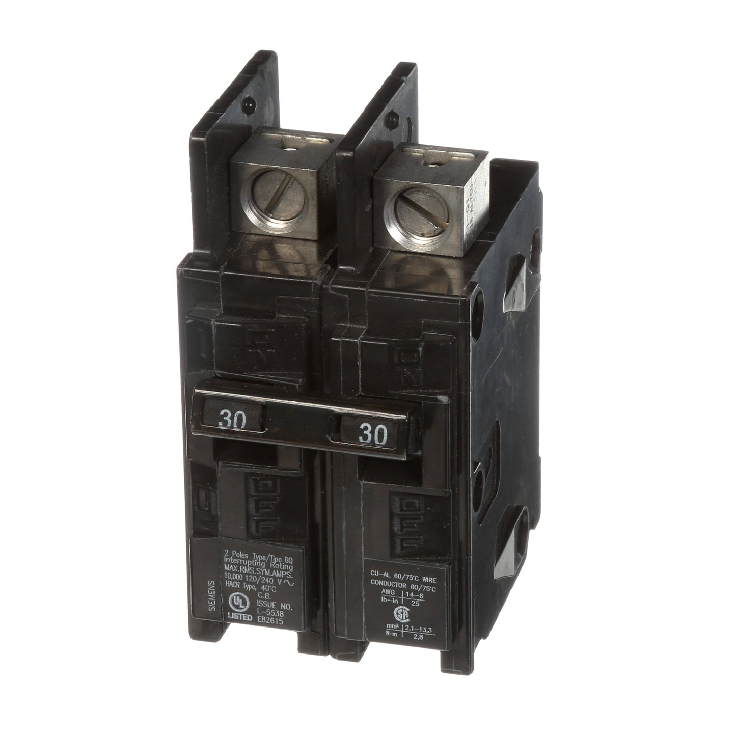 Siemens BQ2B030L Circuit Breaker | 240V 30A 2P 10kA@240V Feed-Thru