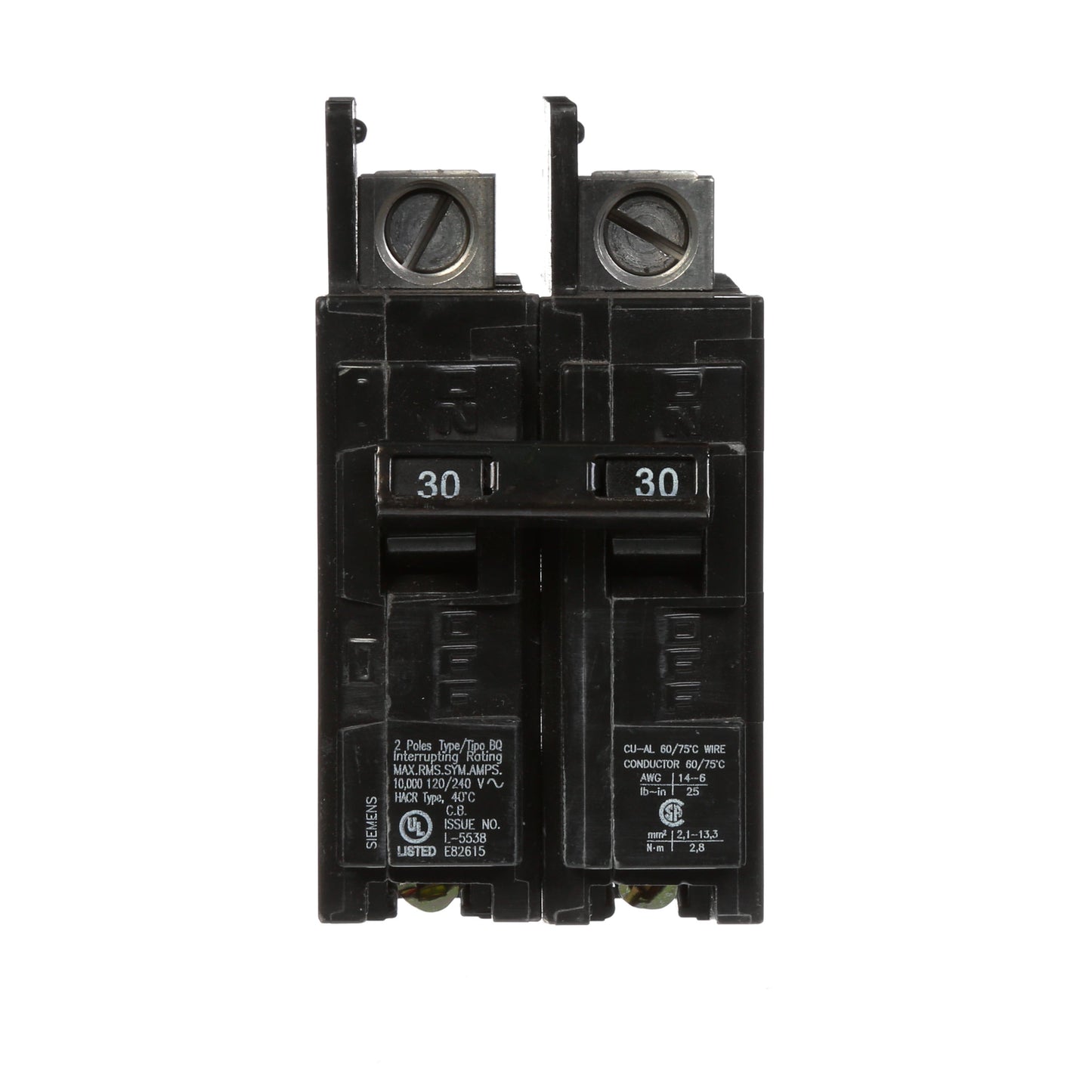 Siemens BQ2B030L Circuit Breaker | 240V 30A 2P 10kA@240V Feed-Thru