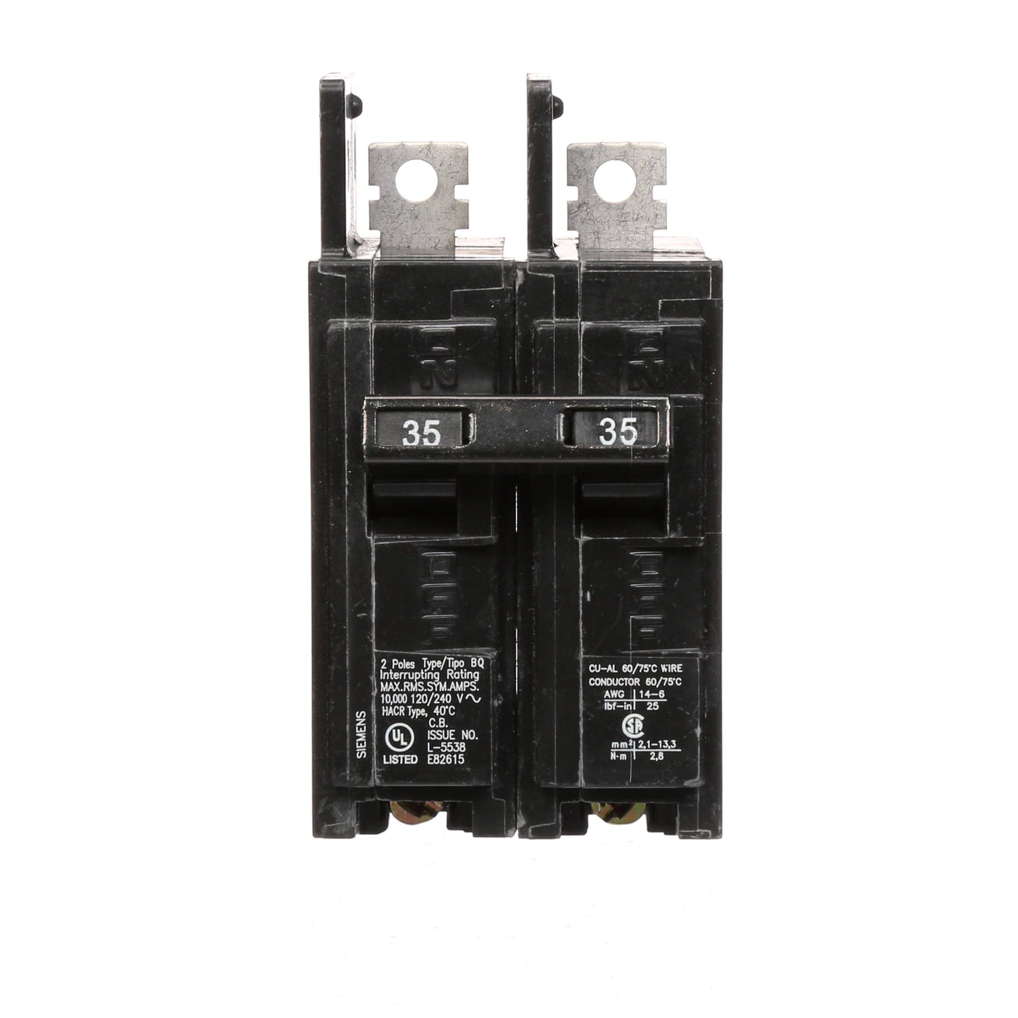 Siemens BQ2B035 Circuit Breaker | 120/240VAC 35A 2P 10kA@240V Bolt-on BQ Series