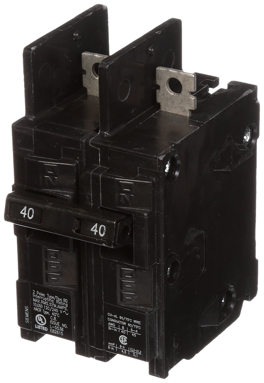 Siemens BQ2B040QLD Circuit Breaker | 240V 40A 2P 10kA@240V Bolt-On BQ Series