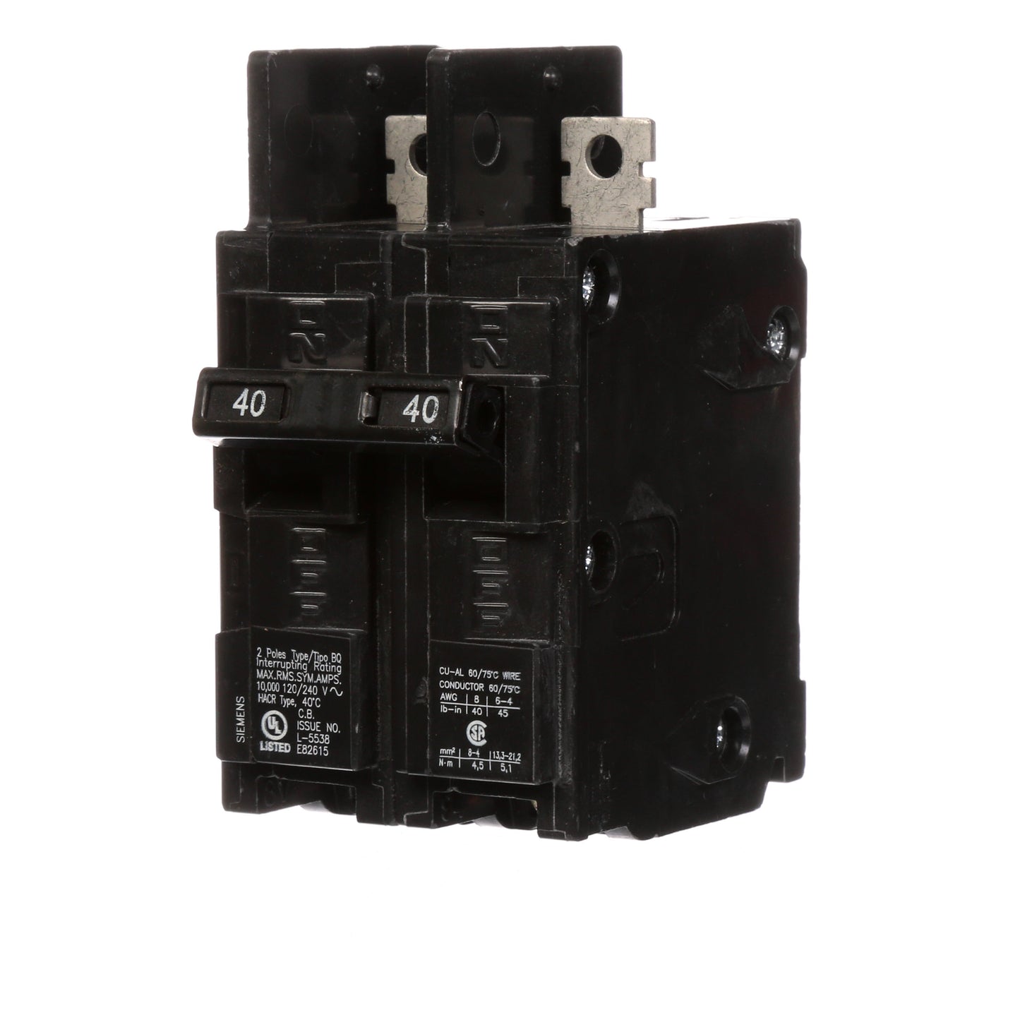 Siemens BQ2B040 Circuit Breaker | 120/240V 40A 2P 10kA@240V Bolt-on BQ Series