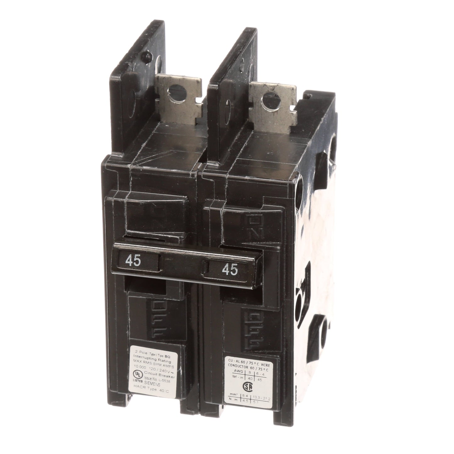 Siemens BQ2B045 Circuit Breaker | 120/240V 45A 2P 10kA@240V Bolt-on BQ Series