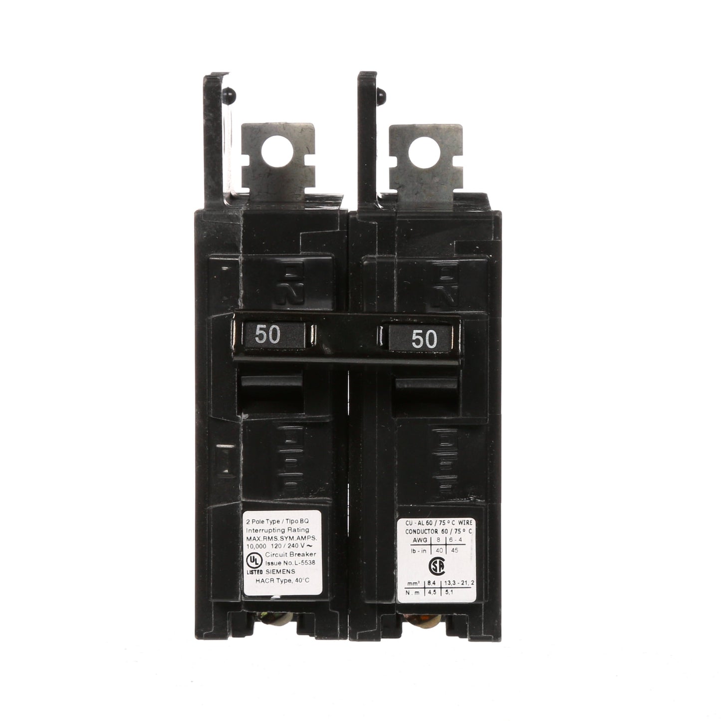 Siemens BQ2B050 Circuit Breaker | 120/240V 50A 2P 10kA@240V Bolt-on BQ Series