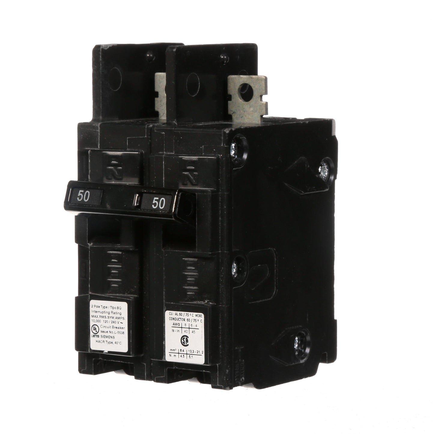 Siemens BQ2B050 Circuit Breaker | 120/240V 50A 2P 10kA@240V Bolt-on BQ Series