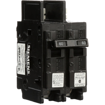 Siemens BQ2B060H Circuit Breaker | 120/240V 60A 2P 22kA@240V Bolt-on BQ Series