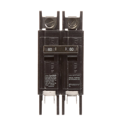 Siemens BQ2B060QXD Circuit Breaker | 240V 60A 2P 10kA@240V Bolt-on BQ Series