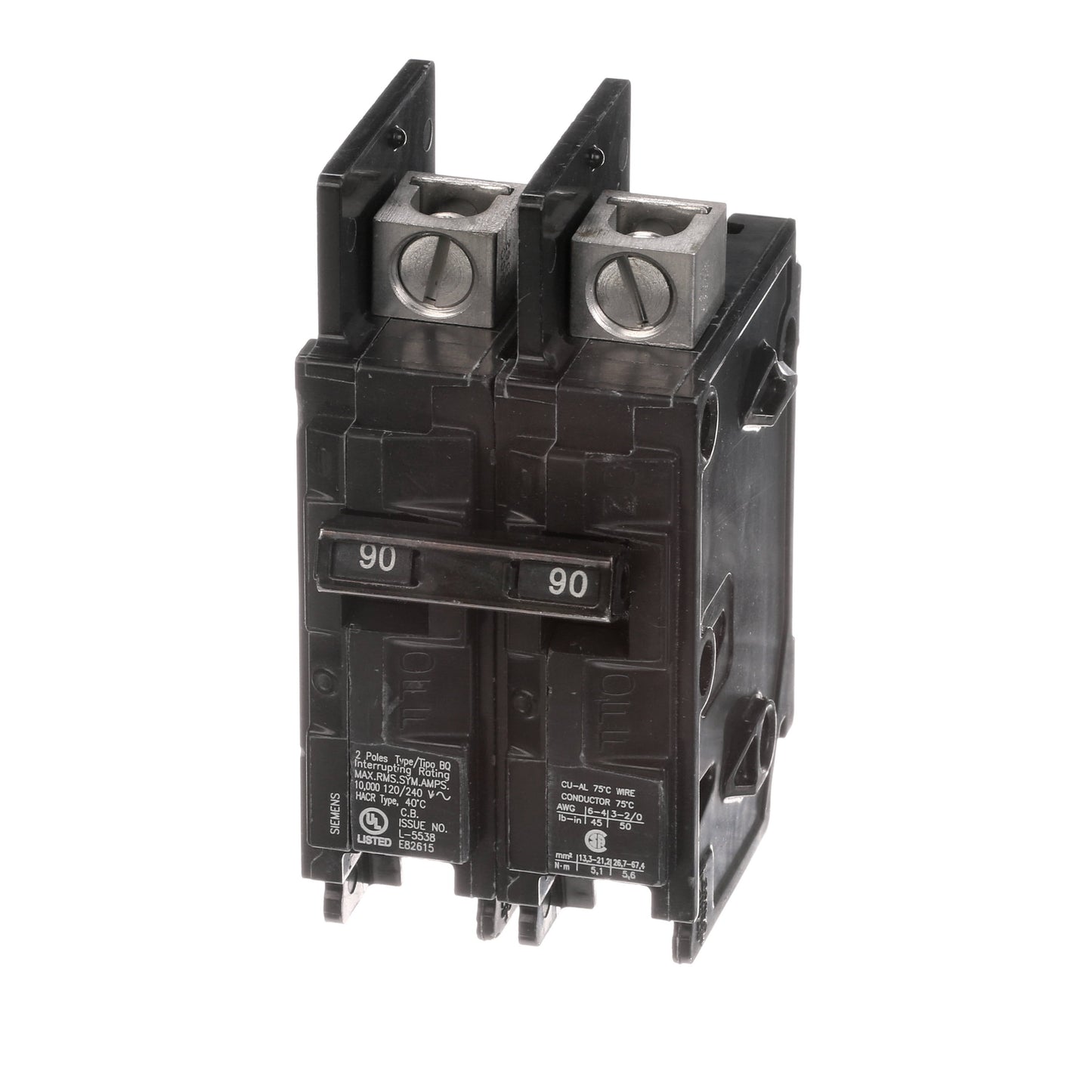 Siemens BQ2B090L Circuit Breaker | 240V 90A 2P 10kA@240V Feed-Thru
