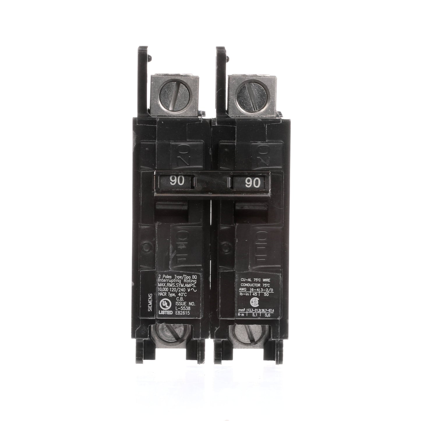Siemens BQ2B090L Circuit Breaker | 240V 90A 2P 10kA@240V Feed-Thru