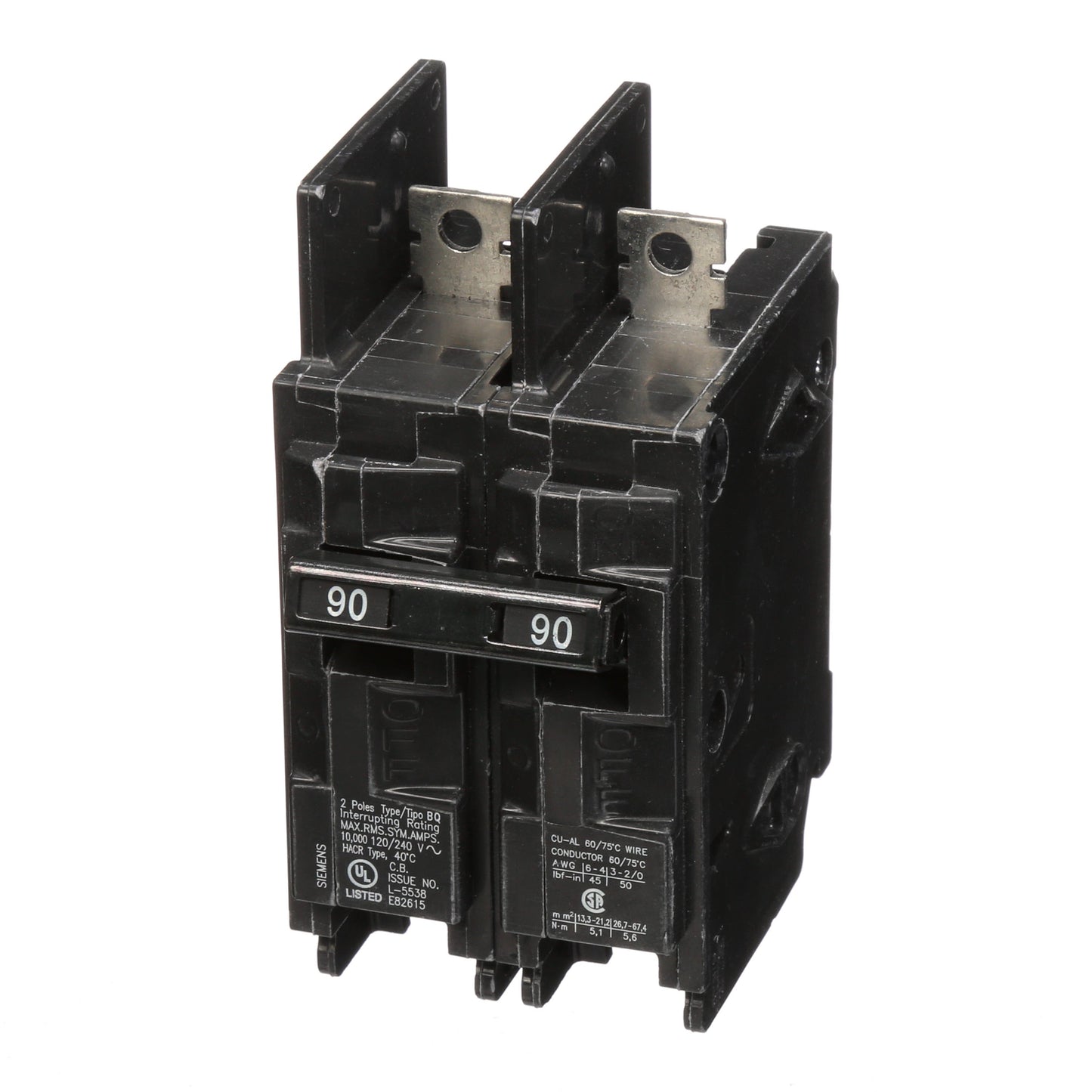 Siemens BQ2B090 Molded Case Circuit Breaker | 120/240V 90A 2P 10kA@240V BQ Series