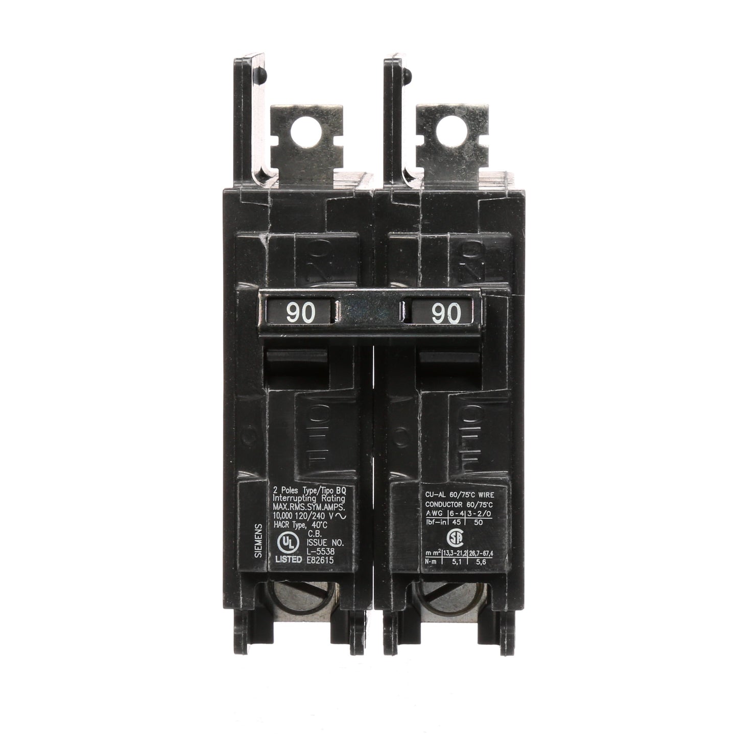 Siemens BQ2B090 Molded Case Circuit Breaker | 120/240V 90A 2P 10kA@240V BQ Series