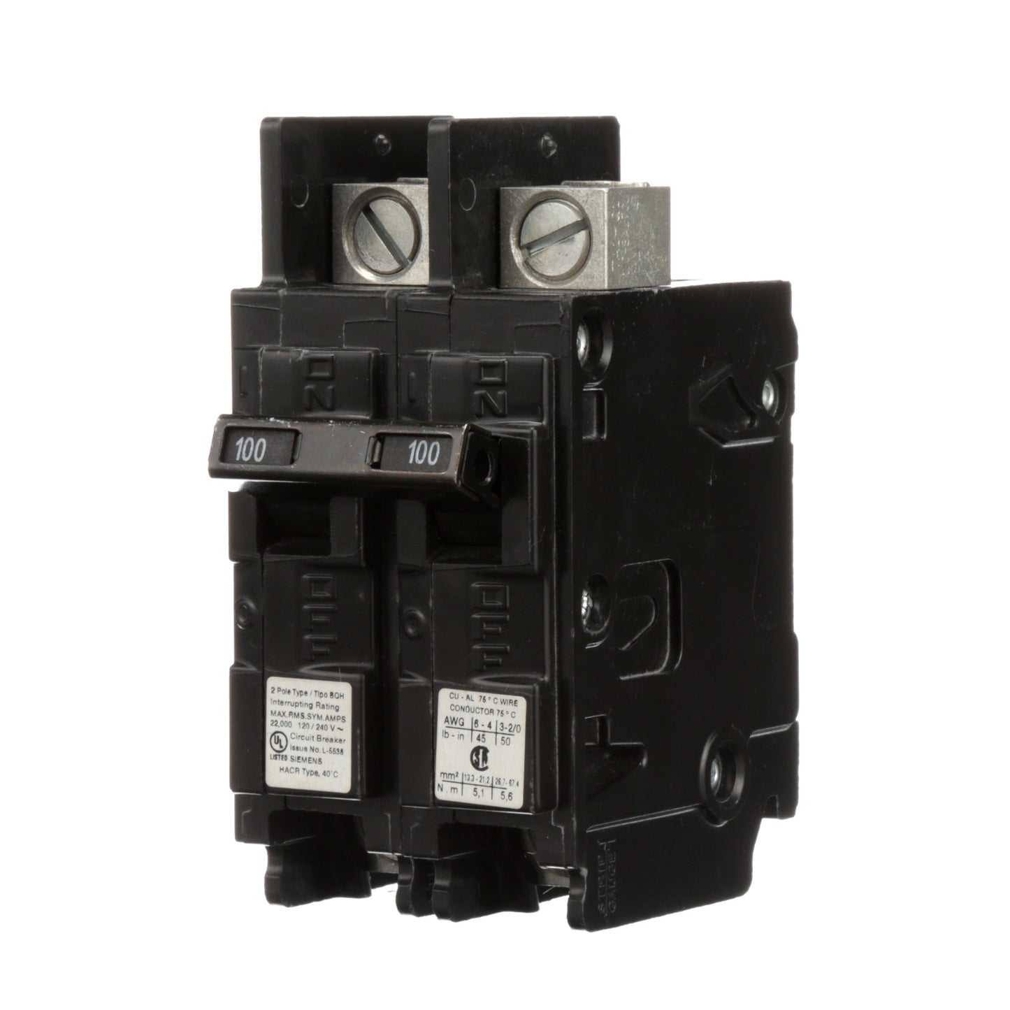 Siemens BQ2B100HL Circuit Breaker | 240V 100A 2P 22kA@240V Feed-Thru BQ Series