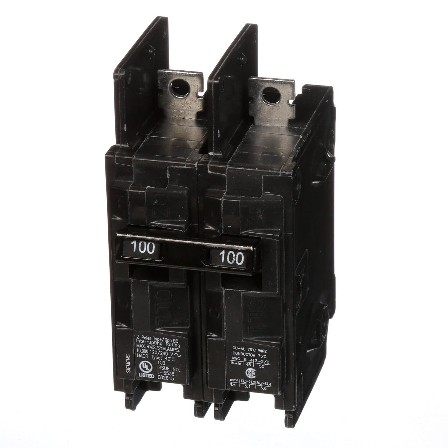 Siemens BQ2B100 Circuit Breaker | 120/240V 100A 2P 10kA@240V Bolt-on BQ Series