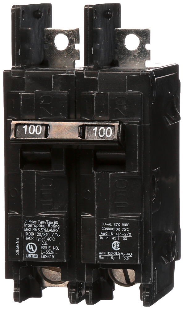 BQ2B100H - SIemens Bolt-On 100 Amp 2 Pole Circuit Breaker - Essential Electric Supply