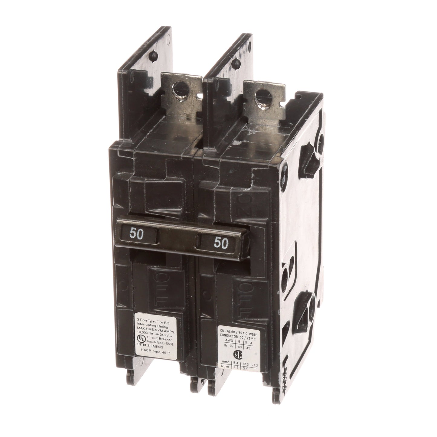 Siemens BQ2H050 Circuit Breaker | 240V 50A 2P 10kA@240V Bolt-On BQ Series