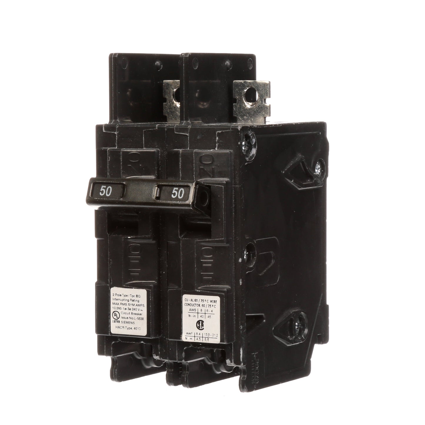 Siemens BQ2H050 Circuit Breaker | 240V 50A 2P 10kA@240V Bolt-On BQ Series