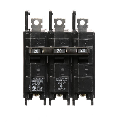 Siemens BQ3B020 Molded Case Circuit Breaker | 240V 20A 3P 10kA@240V Bolt-on BQ Series