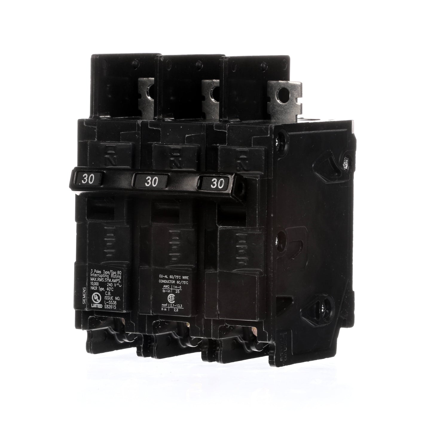 Siemens BQ3B030 Circuit Breaker | 240V 30A 3P 10kA@240V Bolt-on BQ Series