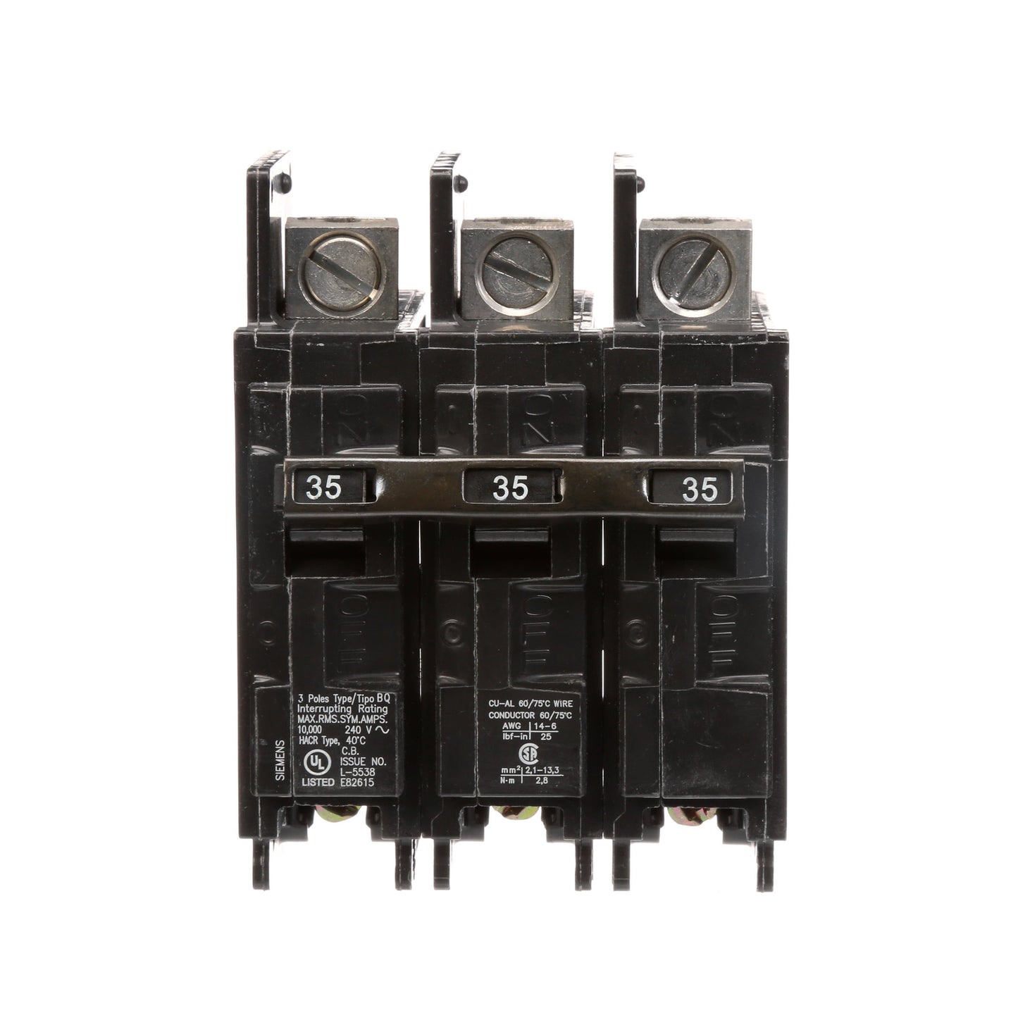 Siemens BQ3B035L Circuit Breaker | 240V 35A 3P 10kA@240V Feed-Thru BQ Series