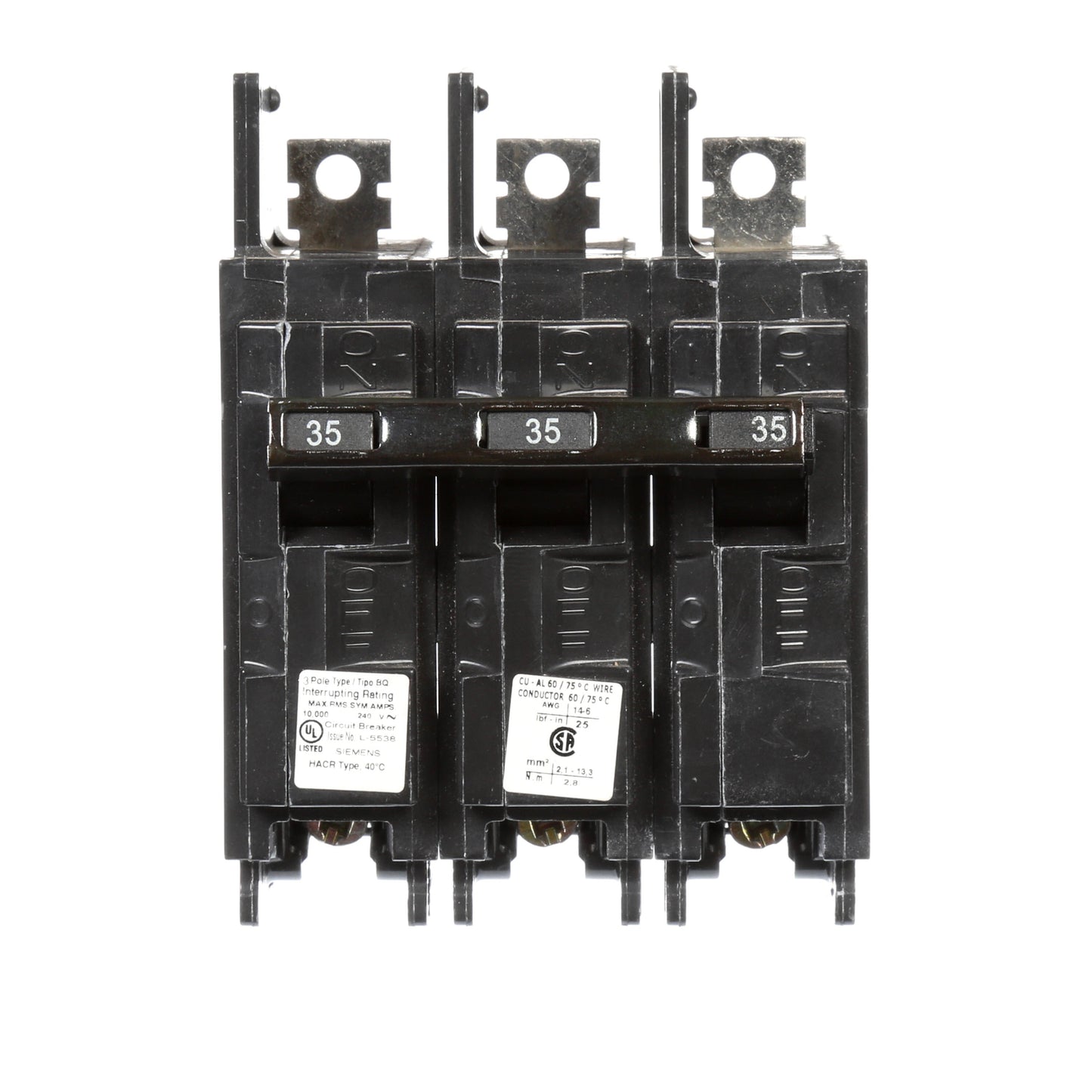 Siemens BQ3B035 Circuit Breaker | 240V 35A 3P 10kA@240V Bolt-On BQ Series