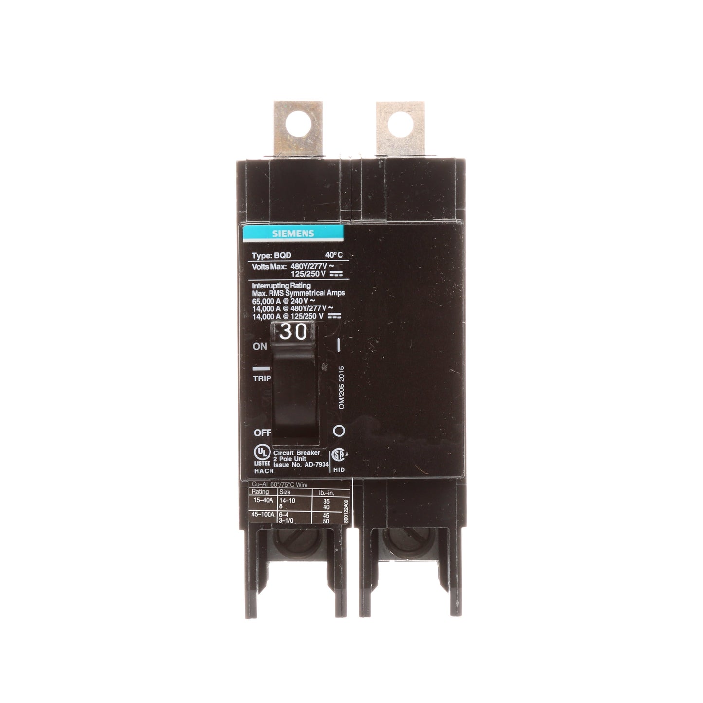 Siemens BQD230 Circuit Breaker | 480V 30A 2P 14kA@480V BQD Series