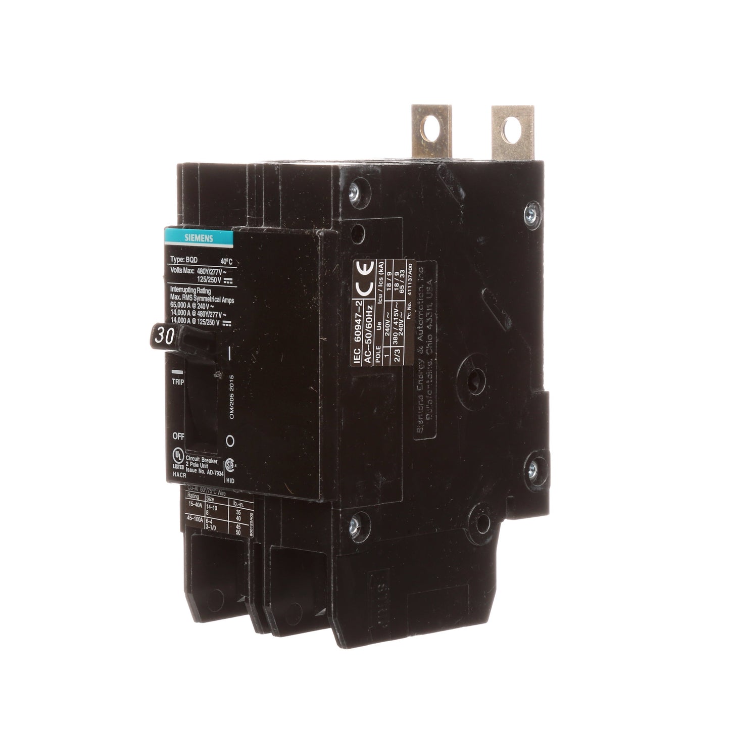 Siemens BQD230 Circuit Breaker | 480V 30A 2P 14kA@480V BQD Series