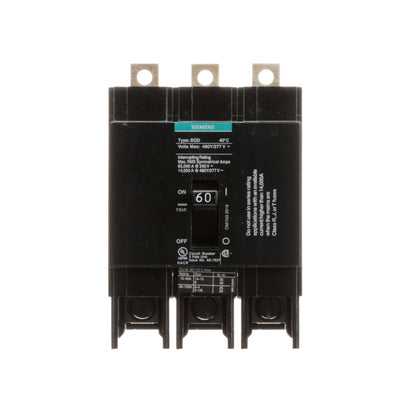 Siemens BQD360 Circuit Breaker | 480VAC 60A 3P 14kA@480V Bolt-on BQD Series