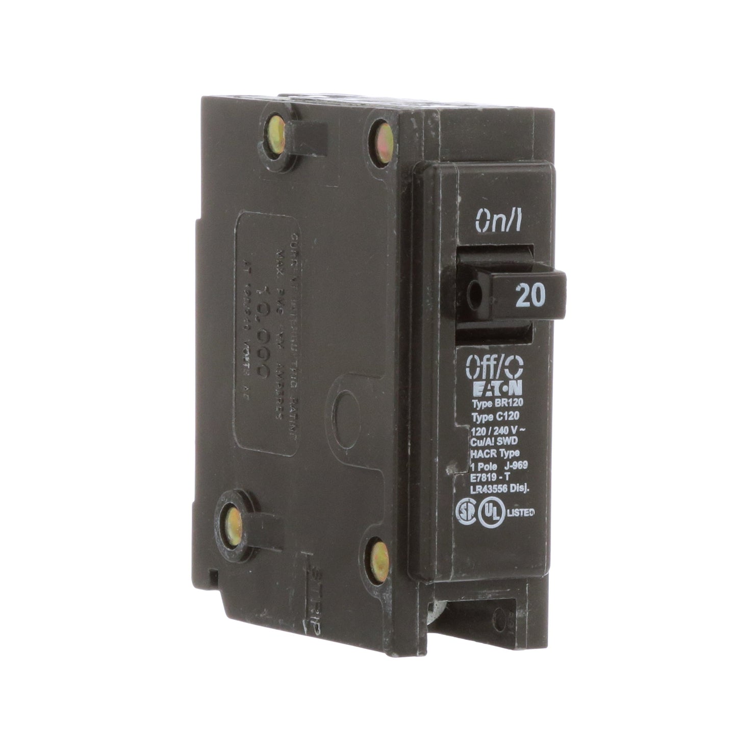 Eaton BR120 Circuit Breaker | 568V 20A 1P 10kA@120V Plug-In BR Series