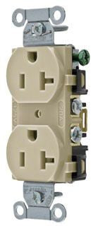 Hubbell BR20I Straight Blade Duplex Receptacle | 20A 125V NEMA 5-20R Ivory
