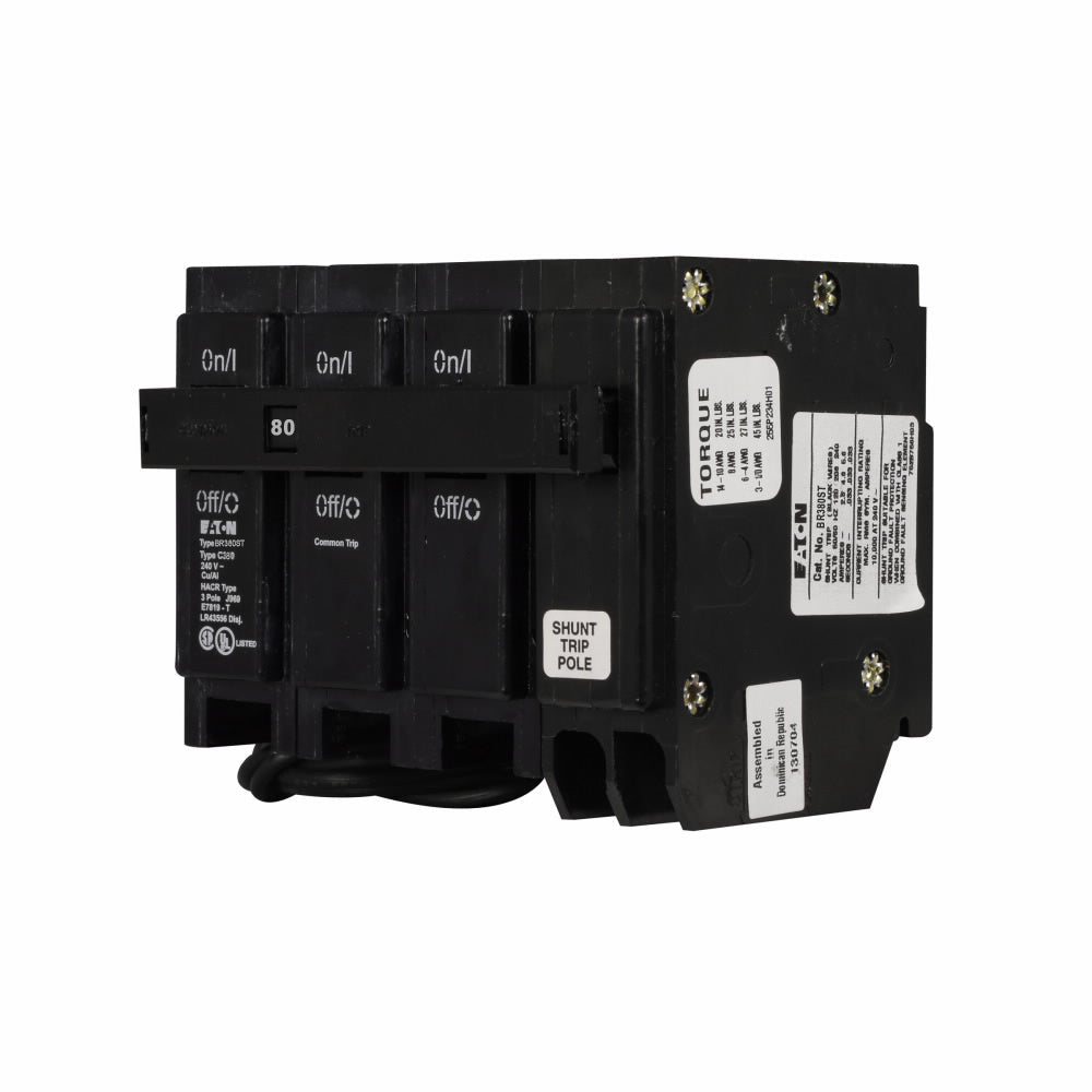 Cutler Hammer BR380ST Circuit Breaker | 240V 80A 3P 10kA@240V Plug-In BR Series