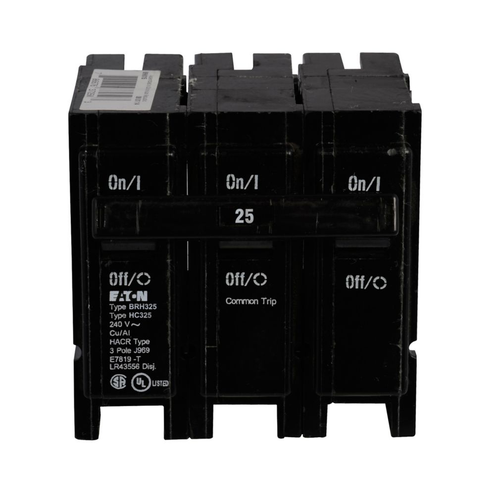 Cutler Hammer BRH325 Circuit Breaker | 240V 25A 3P 22kA@240V Plug-In BR Series