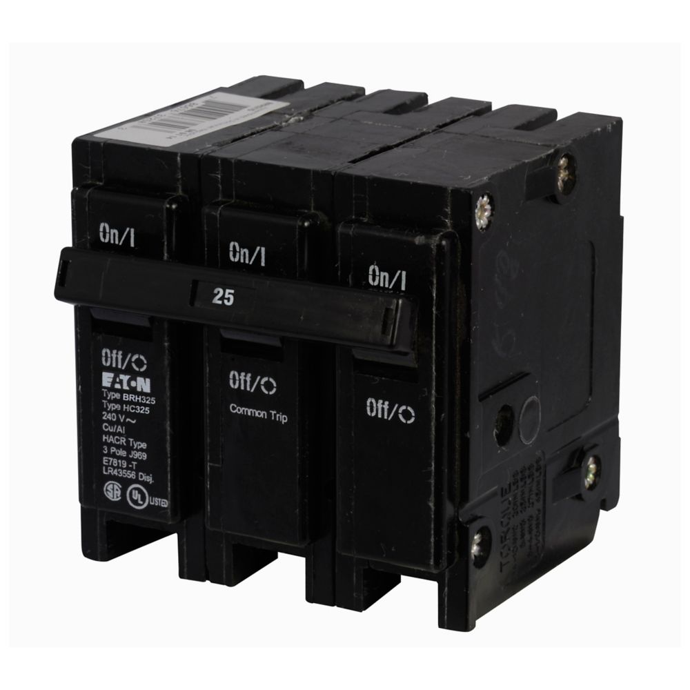 Cutler Hammer BRH325 Circuit Breaker | 240V 25A 3P 22kA@240V Plug-In BR Series