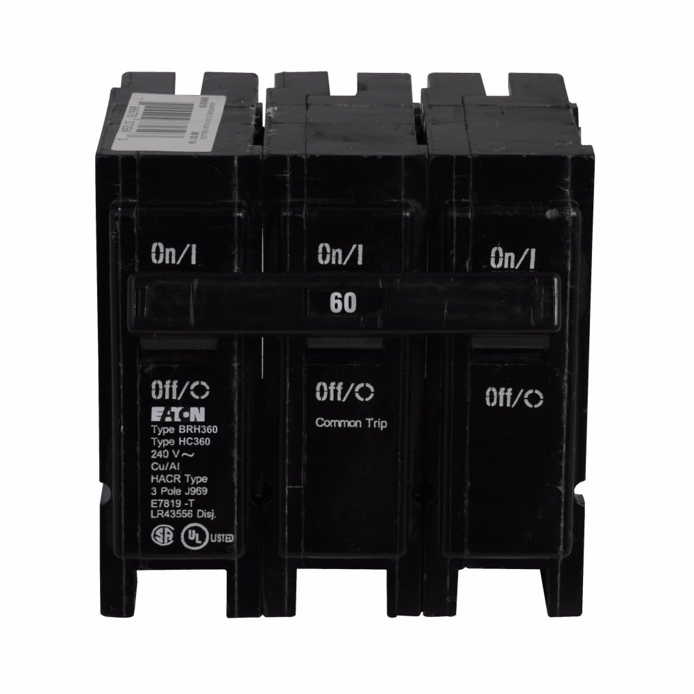 Cutler Hammer BRH360 Circuit Breaker | 240V 60A 3P 22kA@240V Plug-In BR Series