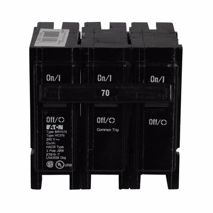 Cutler Hammer BRH370 Circuit Breaker | 240V 70A 3P 22kA@240V Plug-In BR Series