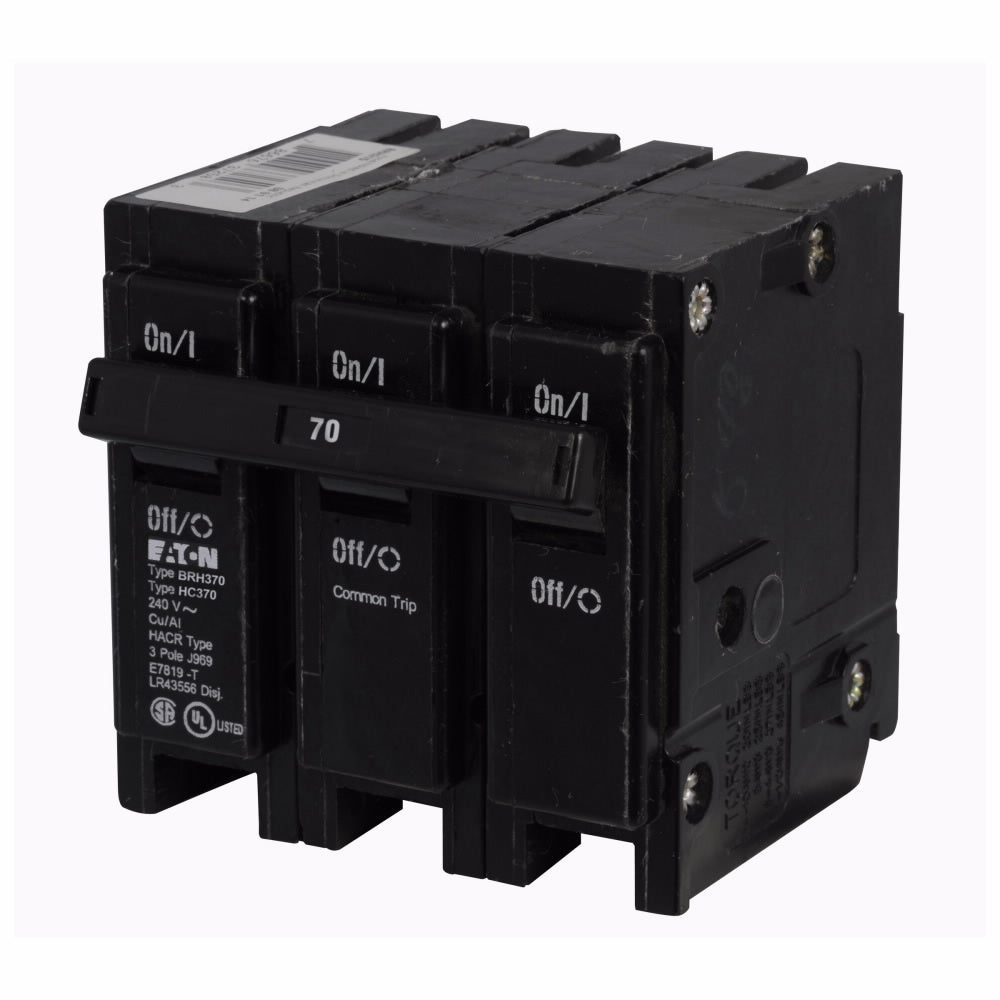 Cutler Hammer BRH370 Circuit Breaker | 240V 70A 3P 22kA@240V Plug-In BR Series