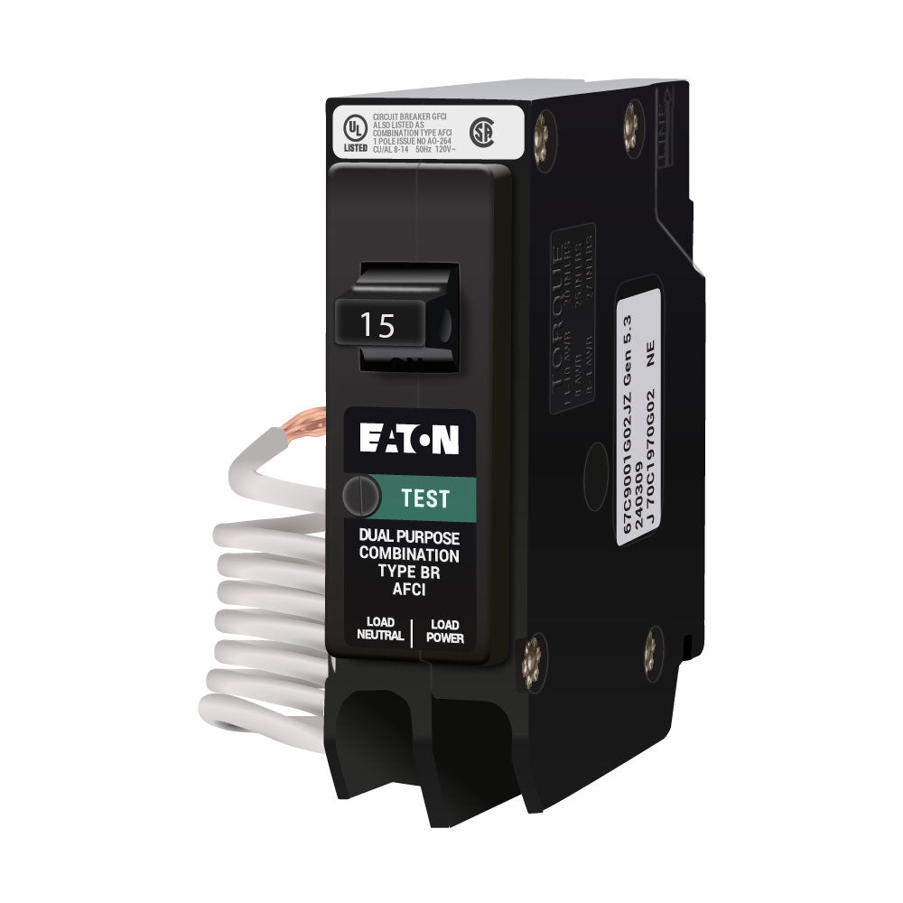Eaton BRN115AF Circuit Breaker | 120V 15A 1P 10kA@120V Type BR